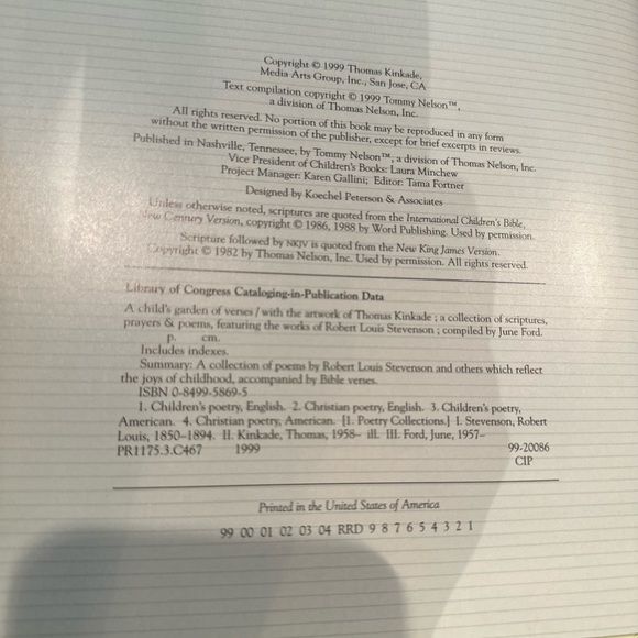 Thomas Kinkade ”A Child’s Garden of Verses”1999.Book First Edition! - Picture 3 of 11